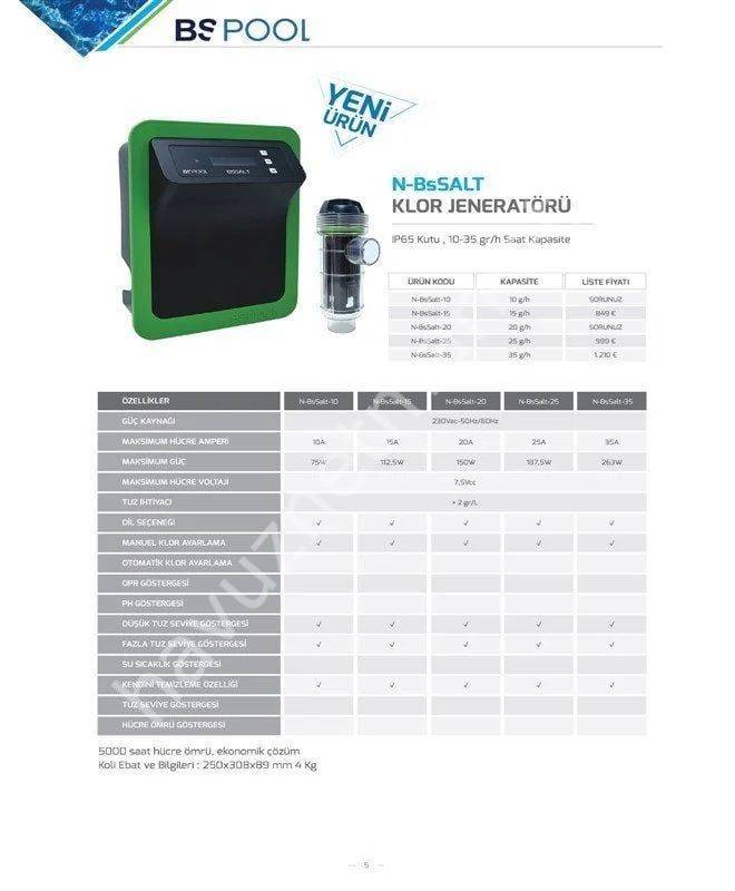 BS POOL TUZ KLOR JENERATÖRÜ 25gr/h